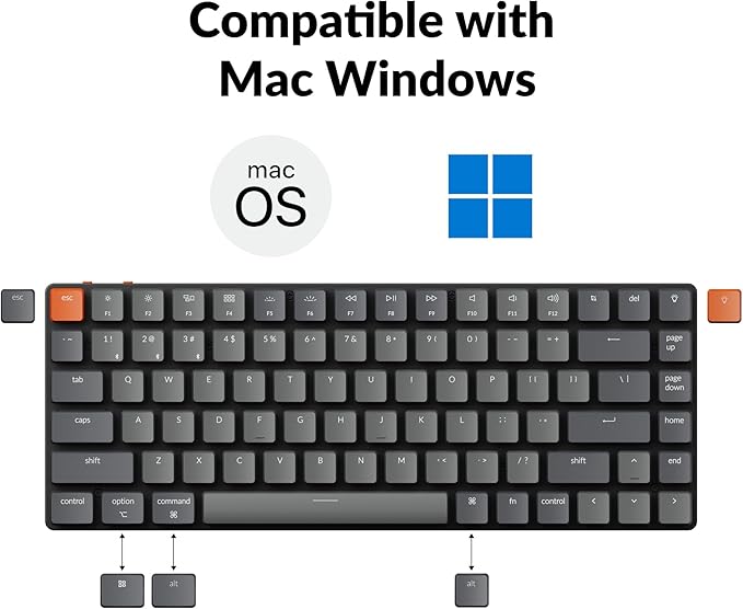 Keychron K3 Version 2, 84 Keys Ultra-Slim Wireless Bluetooth/USB Wired Mechanical Keyboard with White LED Backlit, Low-Profile Keychron Mechanical Brown Switch Compatible with Mac Windows