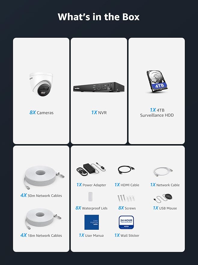 ANNKE 16CH 4K PoE Security Camera System, 12MP H.265+ NVR with 4TB HDD and 8X 4K/8MP IP Wired Cams, AI Human Vehicle Detection, Spotlight Color Night Vision, Built-in Mic, Compatible with Alexa