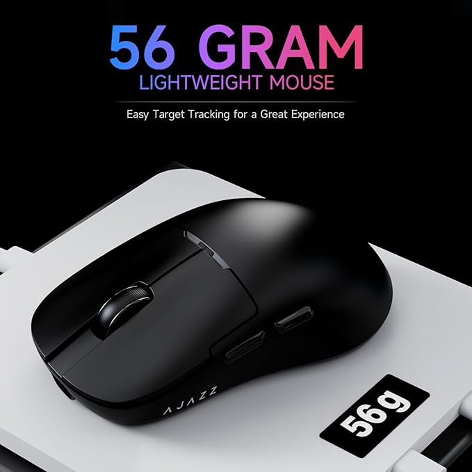 AJAZZ AJ159P Wireless Gaming Mouse with RGB Charging Dock, PAW3395 26K DPI Sensor, 56G Lightweight Ergonomic Mouse, 5 Programmable Buttons, 80 Million ASIN Switch