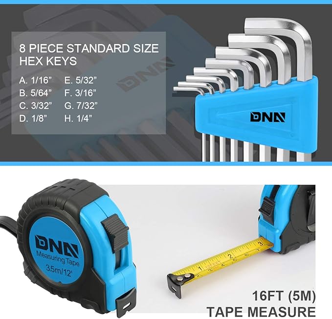 DNA MOTORING Blue 46 PCs Home Tool Set Electonic Repair Precision Screwdriver Voltage Tester Hammer Plier DIY Kit (TOOLS-00013)