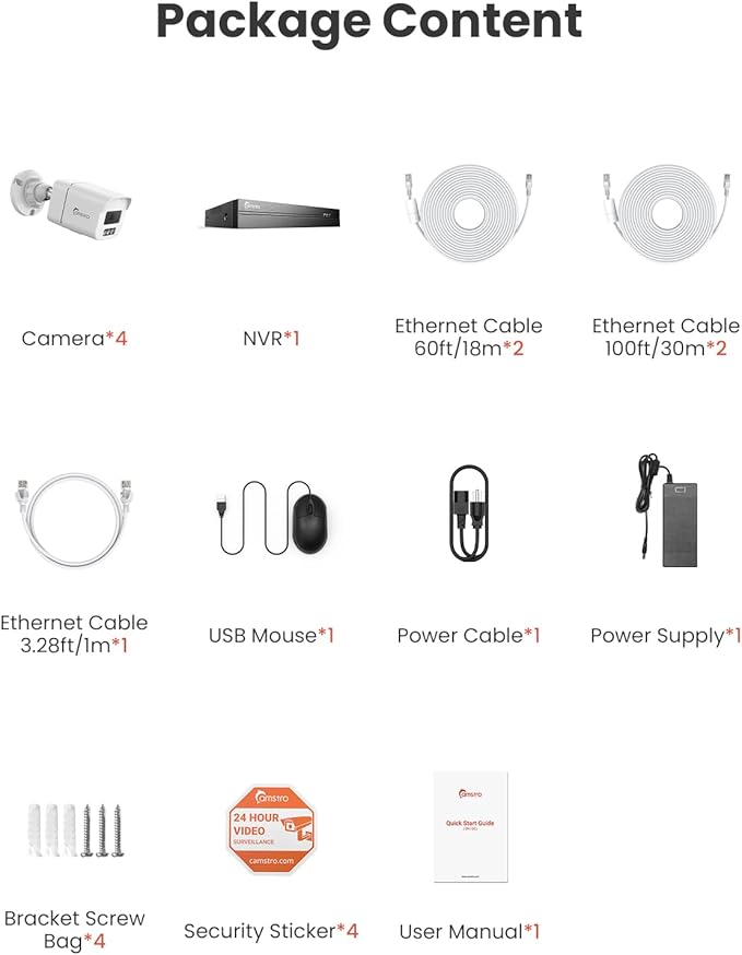 4K PoE Security Camera System, 4 Pcs Metal Casing Wired Cameras for Home Security Outdoor Indoor with 4K 8CH NVR, 2TB HDD for 24-7Recording, Human/Vehicle/Pet/Parcel Detection