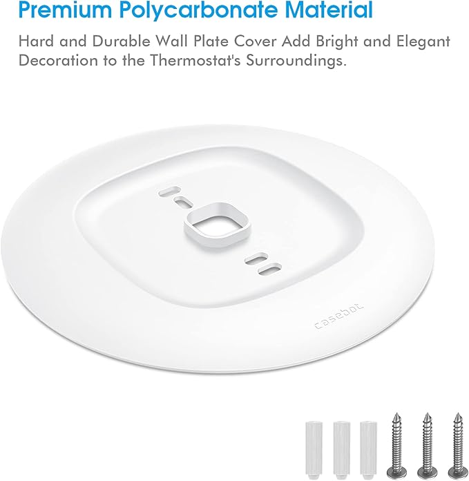 CaseBot Wall Plate for Ecobee3 Lite / Ecobee3 SmartThermostat, Practical Trim Kit, Easy Installation, Durable Polycarbonate Material, Stylish Design (White)