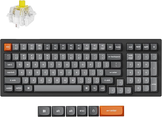 Keychron K4 Max Wireless/Wired Mechanical Keyboard, 96% Layout QMK 2.4 GHz Bluetooth Connection, Non-Shine Through PBT Keycaps White Backlit Compatible with Mac Windows Linux