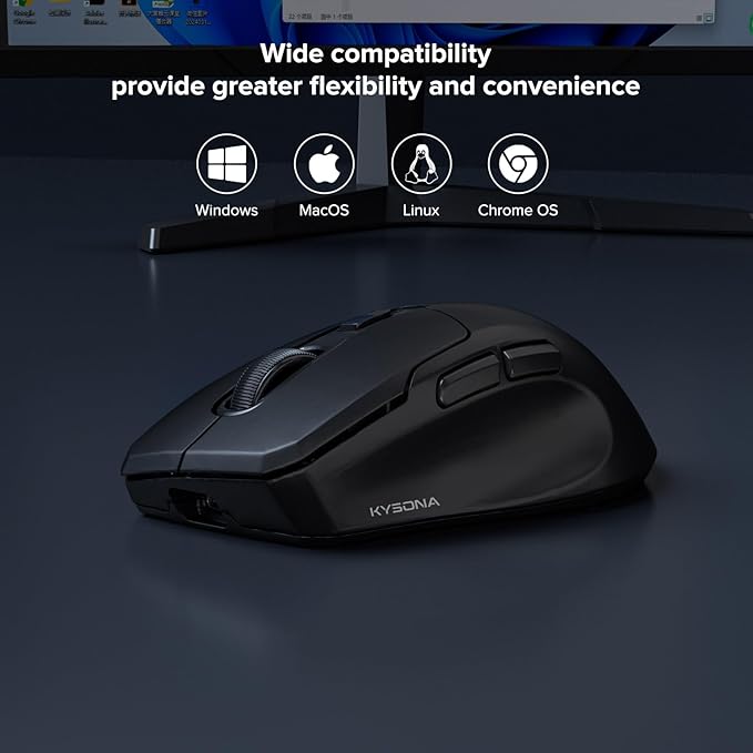 Wireless Gaming Mouse, 26000 DPI, 8K Polling Rate, Tri-Mode 2.4GHz/USB-C/Bluetooth Ergonomic Mouse with Web-Driven, Ice-Cooling Coating, Rechargeable Gaming Mice for Laptop/PC/Mac/Xbox, Black