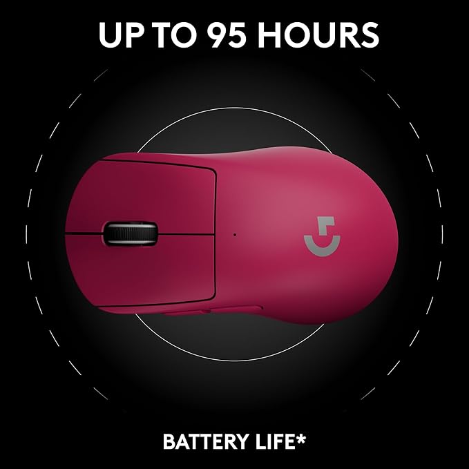 Logitech PRO X Superlight 2 DEX Wireless Gaming Mouse, Pink | Lightweight, Hero 2 Sensor, 44k DPI, 5 Programmable Buttons, Lightspeed Wireless, Right Hand, PC/Mac | Signature Series Charging Dock