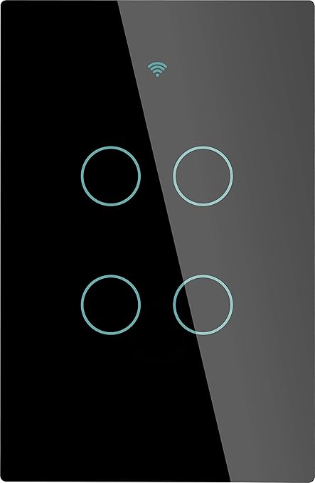 MOES ZigBee Smart Touch Wall Light Switch,Requires Tuya ZigBee Hub,No Neutral Wire/N+L Wiring,No Capacitor,Smart Life Tuya 2/3 Way Remote Control, Work with Alexa Google Home, 2MQTT,4 Gang Black
