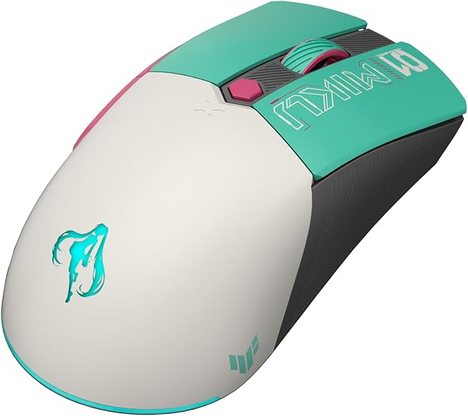 ASUS TUF Gaming Hatsune Miku Edition Mini Wireless Mouse – Right-Handed, 65g Lightweight, Compact, Tri-Mode Connectivity, 12K DPI, up to 134Hr Battery, RGB Miku Logo, PC/Mac Support - Aqua