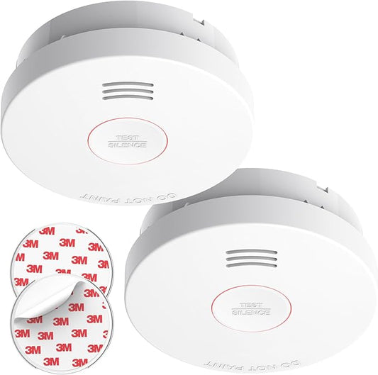 SITERLINK Smoke Detectors 10 Year Battery Operated,UL217-9th Listed Smoke Alarm with Test-Silence Button,Photoelectric Sensor Fire Alarms Smoke Detectors with LED Lights for Home, GS525A (2 Pack)
