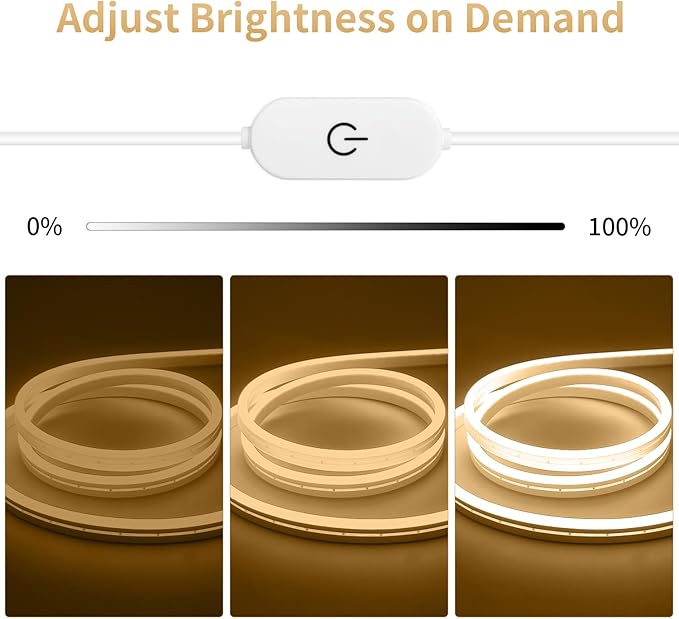 iNextStation USB LED Neon Lights Strip Warm White, 6.6ft 5V Neon Rope Lights Waterproof Flexible Dimmable LED Neon Tape Lights for TV Backlight, Bedroom, Cabinet, Kitchen, DIY Lighting