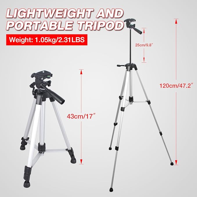Laser level with Tripod Self Leveling, Cross Line Laser with Tilt Mode, 47 inch Tripod for Picture Hanging Construction Floor Tile Wall, 3 AAA Batteries Included