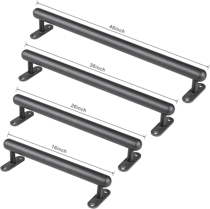 Dolibest 16 Inch Wall Mount Metal Handrail, Staircase Step Handrail, Non-Slip Safety Grab Handle, Barrier-Free Staircase Grab Bar for Elderly, Indoor & Outdoor Use, 1.3 Inch Round (Black)