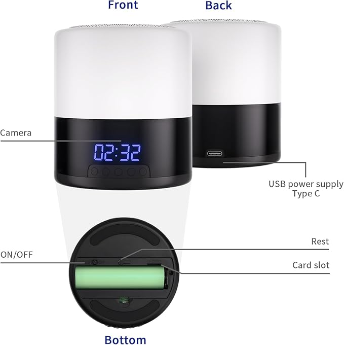 Security Camera with Bluetooth Speaker and Night Light – 1080P Indoor WiFi Camera for Home Security, Motion Detection, Night Vision, App Control, Local & Cloud Storage, Wireless Baby Monitor (White)