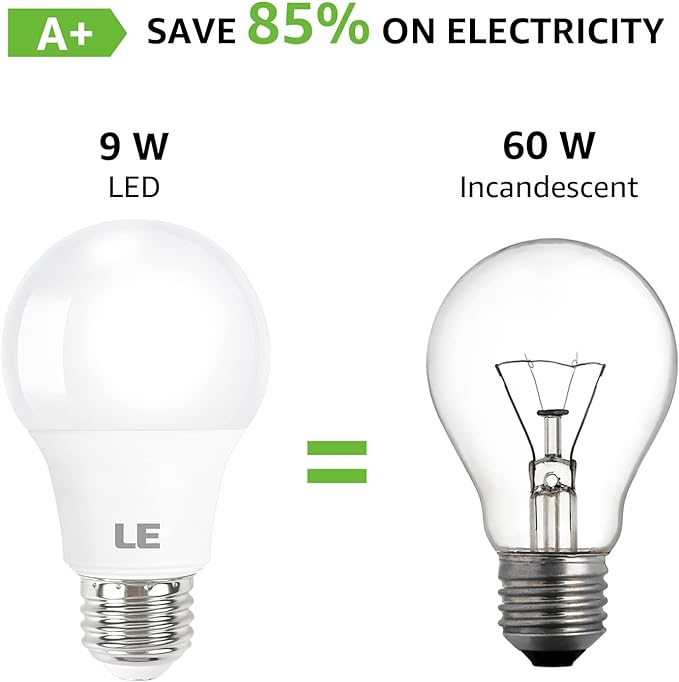 LE LED Light Bulbs 60 Watt Equivalent, 9W 800 Lumens Non-Dimmable, Daylight White 5000K, A19 E26 Standard Medium Base, 10000 Hour Lifetime 5 Count (Pack of 1)