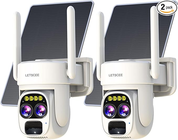 Cameras for Home Security Wireless Outdoor Solar,Alexa Security Camera Outside,360 PTZ Outside WiFi Camera Dual Lens 10x Zoom,Night Vision,2K,Water Proof, No Month Fee