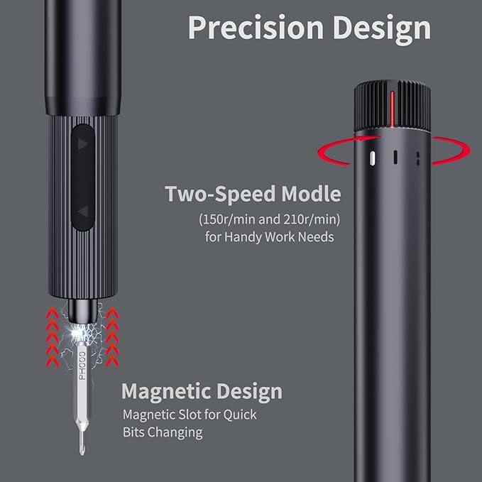 Mini Electric Screwdriver, Precision Screwdriver Set with 24 Magnetic Bits Rechargeable Magnetic Small Set for PC Building Electronic Phone Camera Laptop Watch Camera Repair Kit