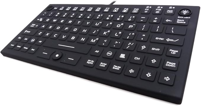 DSI Compact LED Backlit Keyboard with Integrated Mouse Button IP68 Waterproof Silicone IKB850BL