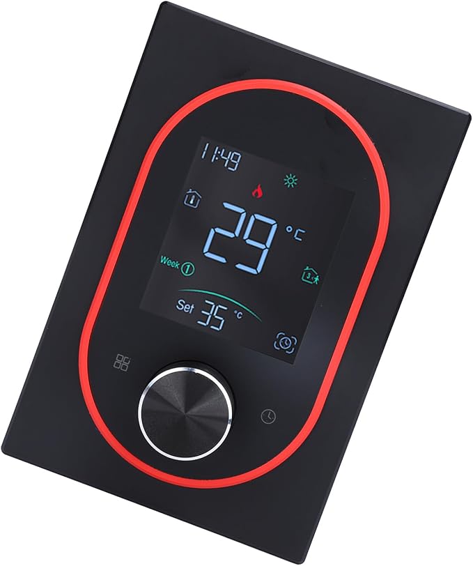 Smart Color Thermostat for Electric Heater LCD Programmable Touchscreen Control for Home Hotel Office with APP, ABS Aluminum Alloy Material (#1)