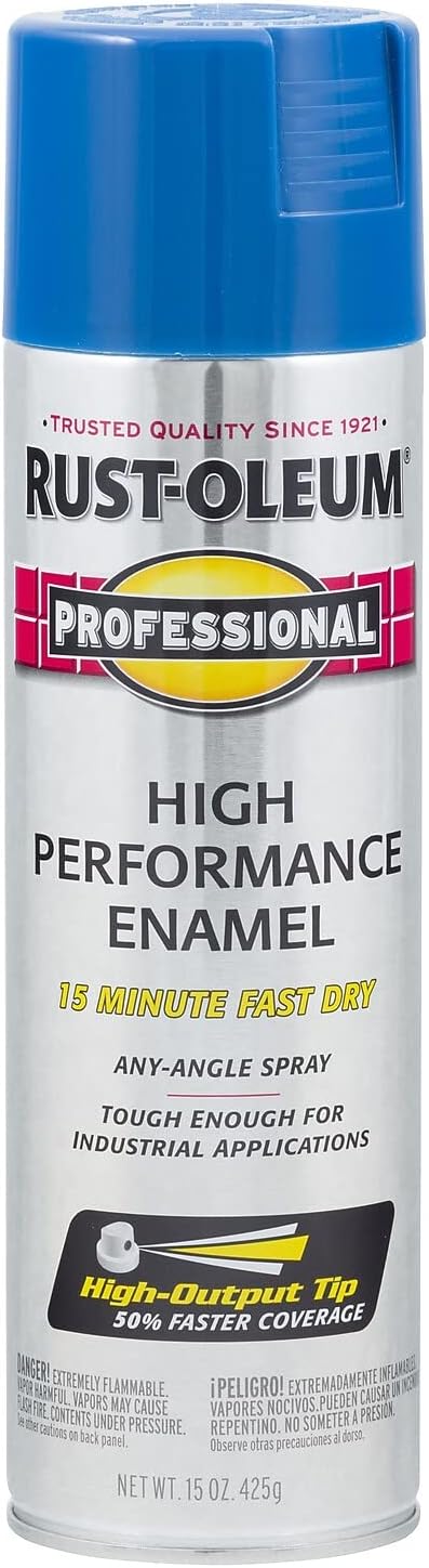 Rust-Oleum 7524838 Professional High Performance Enamel Spray Paint, 15 Oz, Gloss Safety Blue