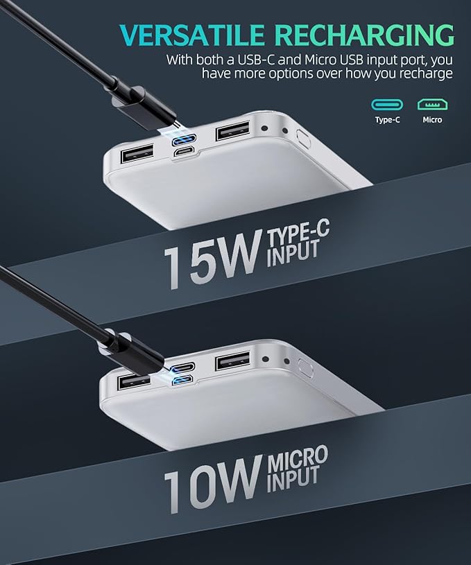 Portable-Charger-Power-Bank - 2 Pack 15000mAh Dual USB Power Bank Output 5V3.1A Fast Charging Portable Charger Compatible with Smartphones and All USB Devices