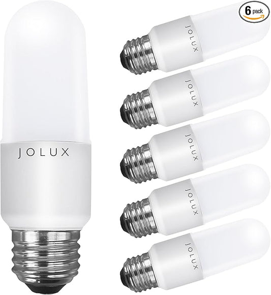 Jolux LED Stick Light Bulbs Dimmable,led Bulbs 60 watt Equivalent,2700K(Soft White) led Enclosed Fixture Rated, 8.5 Watt 800 Lumen,Standard Medium Screw Base,E26 led Bulb Narrow,6 Pack……
