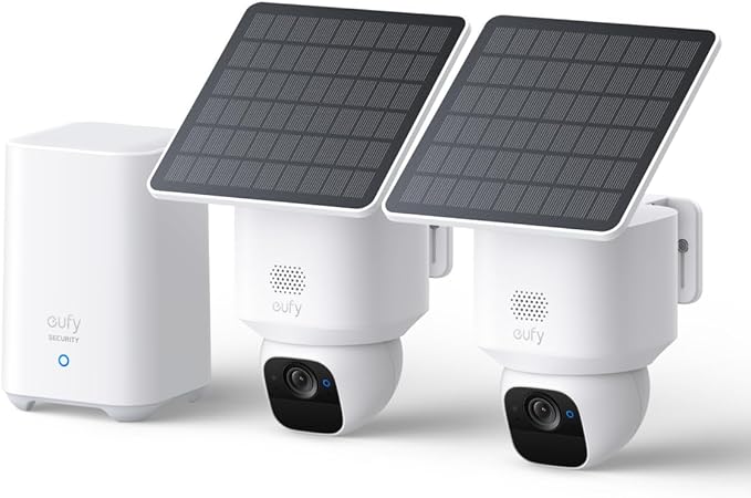 eufy Security SoloCam E30, 2-Cam Pack Kit, Security Cameras Wireless Outdoor, Solar Camera Outdoor Wireless, 360° Pan, AI Tracking, 2K Clarity, No Monthly Fee, Supports Only 2.4GHz