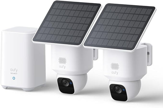 eufy Security SoloCam E30, 2-Cam Pack Kit, Security Cameras Wireless Outdoor, Solar Camera Outdoor Wireless, 360° Pan, AI Tracking, 2K Clarity, No Monthly Fee, Supports Only 2.4GHz