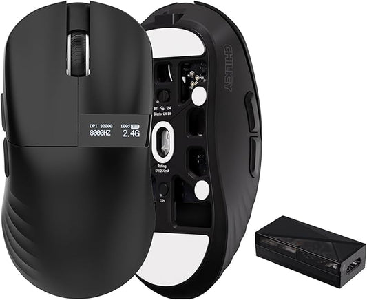 Chilkey Glacier LW 8K M Wireless Gaming Mouse with Screen - 49g Super Lightweight - Dual 8K Polling - Maximum 30000 DPI - Optical Switch - Tri-Mode 2.4G/USB-C/Bluetooth 5.2 - Black