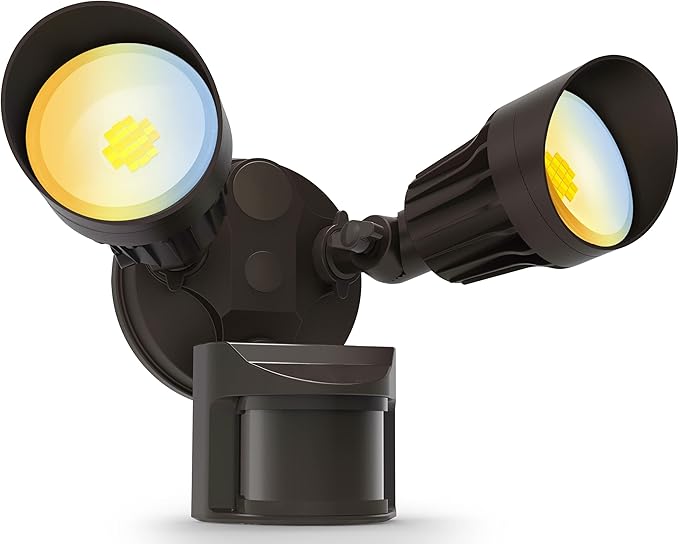 JJC 3CCT Selectable LED Security Flood Light Outdoor Motion Sensor, 3000LM 27.5W (120W Equiv.) 3000K/4000K/5000K Adjustable Color Changing, IP65 Waterproof Brown