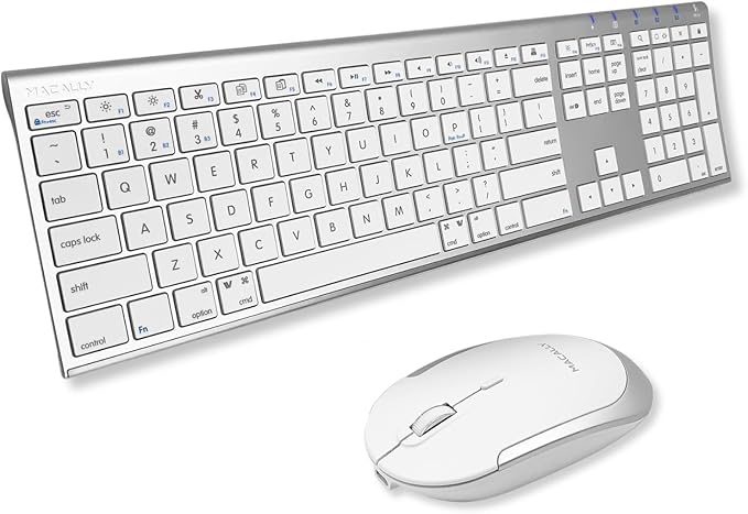 Macally Premium Bluetooth Keyboard and Mouse for Mac | Compatible Wireless Apple Keyboard and Mouse Combo (110 Keys Multi-Device Rechargeable) for MacBook Pro/Air and iMac