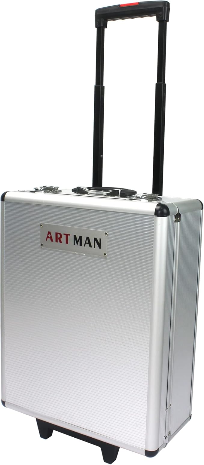 Aluminum Trolley Case Tool Set, Hand Tool Box with 4 Layers of Toolset and Wheels, Portable Tool Box for Home/Auto Repair for Men (White)