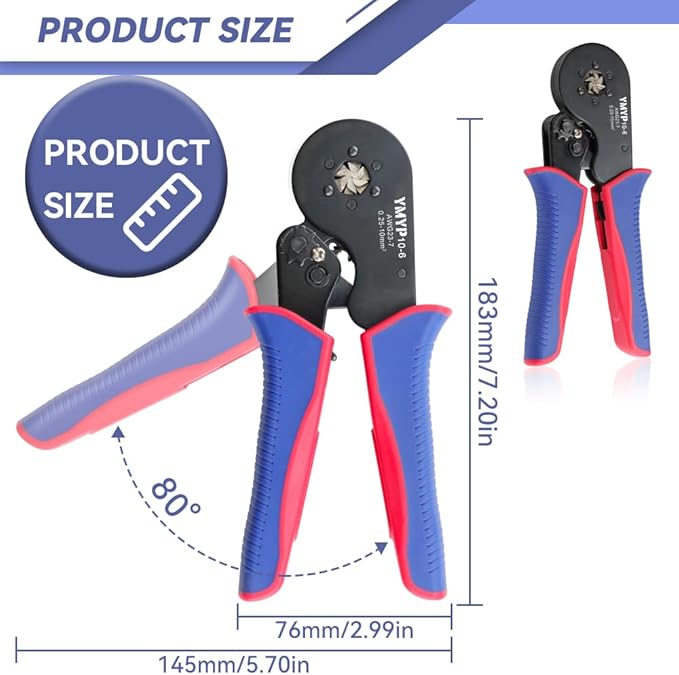 Ferrule Crimping Tool AWG 23-7 with 1900PCS Ferrules Kit, Hexagonal Crimper for End-Sleeves Terminal, Self-Adjusting Racheting Tool