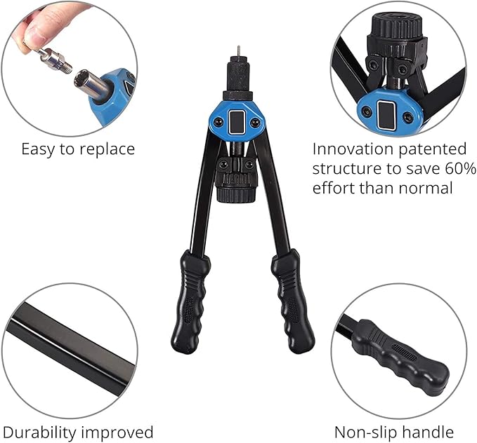 Rivet Nut Tool Set, 13” Rivnut Tool Kit with 11 Metric and SAE Mandrels, 150Pcs Rivet nut Assortment Kit, and Rugged Carrying Case