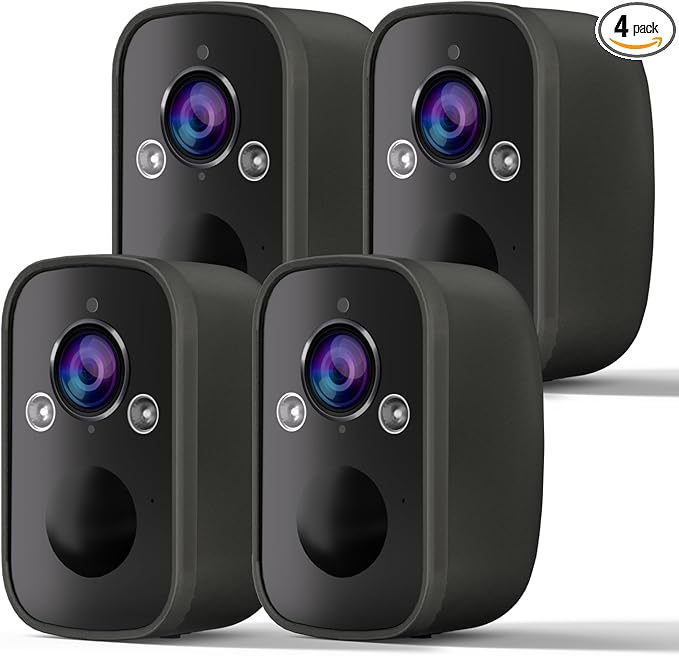 4PCs Security Cameras Wireless Outdoor, 5MP WiFi Security Camera for Home with AI Detection, Spotlight Siren, Battery Powered Camera with Color Night Vision, 2-Way Talk, Cloud/SD, Work with Alexa