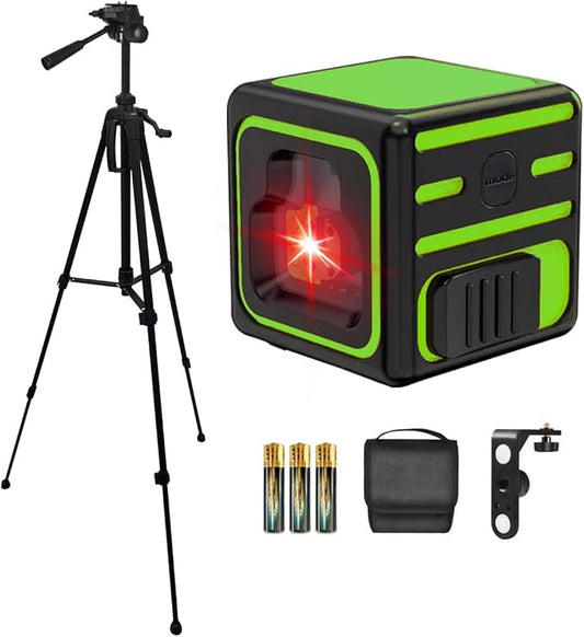 Laser level with Tripod Self Leveling, Cross Line Laser with Tilt Mode, 59 inch Tripod for Picture Hanging Construction Floor Tile Wall, 3 AAA Batteries Included