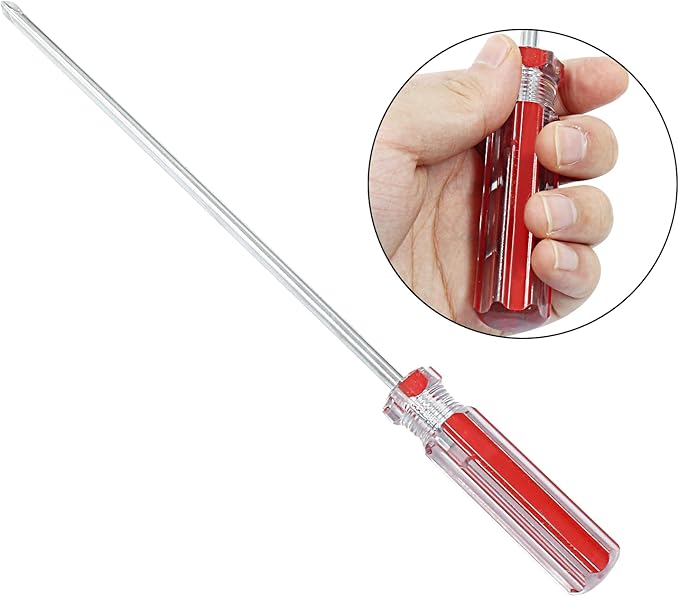 Piutouyar 8 Inch Phillips Screwdriver, Extra Long Shaft Cross Head Screwdriver #2 Magnetic Tip Screwdrivers Long Screwdriver for Repair Home Improvement, Red