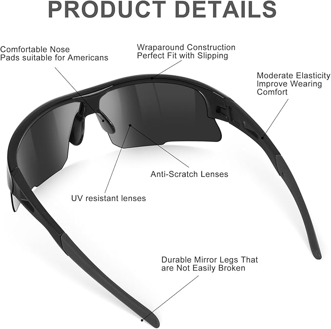 6 Pack Safety Glasses, ANSI Z87.1 Safety Glasses with UV Protection, Impact Resistant Tinted Safety Goggles
