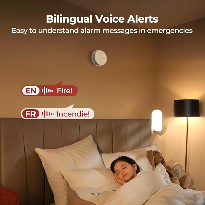 Smoke Detector Carbon Monoxide Detector Combo 10 Year Battery with Bilingual Voice Alerts,UL 217-9th Standard Fire Smoke & Carbon Monoxide Alarms for Home Standalone Model 3 Pack