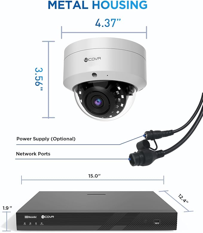 4COVR 32 Channel Security Camera System PoE with Mic, 24Pcs 5MP IK10 Vandal-Proof Dome IP Camera IP67, AI Human Vehicle Detection, 4K UHD NVR 8TB HDD, Commercial Surveillance Outdoor, LY54AX5M3224