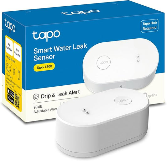 TP-Link Tapo Smart Water Leak Detector, Requires Tapo Hub, Water Leak Sensor Wi-Fi with Rapid Dripping Detection, 90dB Adjustable Alarm, App Alerts, Compatible with Alexa and Google Home, T300