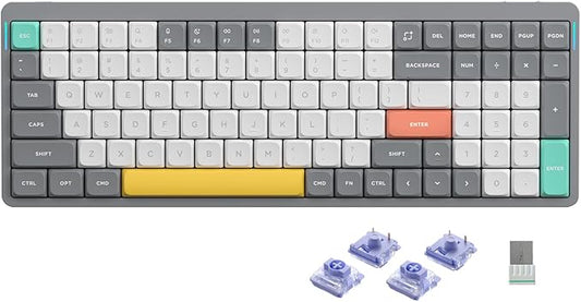 nuphy Air96 V2 Wireless Mechanical Keyboard,100 Keys RGB Backlit Keyboard,Supports Bluetooth 5.1,2.4G and Wired Connection,for PC/Laptop/Windows/Mac -Grey Gateron Wisteria Switch