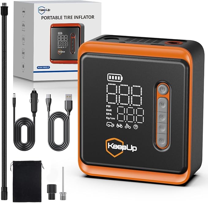 Tire Inflator Portable Air Compressor,3X Faster Portable Tire Tump with 10000mAh Battery, 150PSI Cordless Air Pump for Cars, Bikes, Motorcycles, and Sports Balls