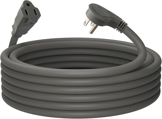 EP 25 Ft Flat Plug Extension Cord, 16 AWG 3 Prong Grounded Grey Low Profile Extension Cable for Indoor