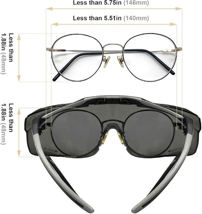 HUNTERSKY ANSI Z87 Anti Fog Lab Safety Glasses Fit Over Eyeglasses Up to 1.88 inch 100% UV Protective Goggles