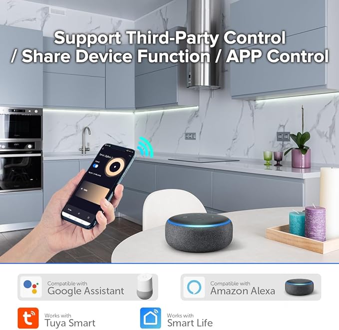 BTF-LIGHTING Tuya Zigbee 3.0 C01Z Controller Support Single Color 2 pin (-V +V) PWM LED Strip Bulb Compatible with Echo Plus/4th Gen Tuya Gateway DC5V/DC12V/DC24V Max 15A