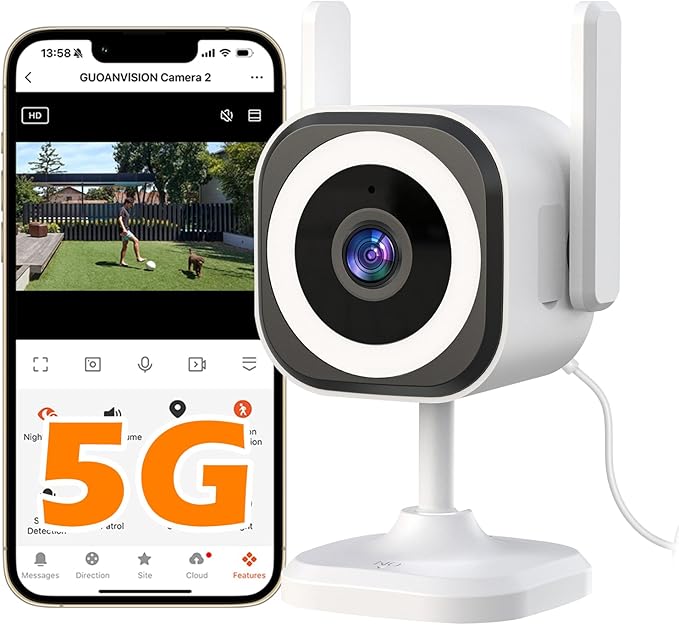 5G Outdoor/Indoor Cameras for Home Security, 1080P Baby Monitor Camera for Pet/Babyroom/Cat/Dog/Nanny/Elder, IP66 Waterproof, 3 Night Vision, Alarm Siren, SD/Cloud