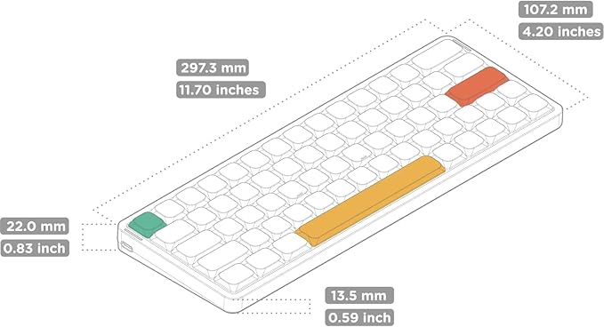 nuphy Air60 V2 Portable Wireless Keyboard 60% Low Profile Mechanical Keyboard Support QMK/VIA Compatible with Windows/mac OS/Linux Supports Bluetooth 5.1/2.4GHz/Wired (USB-C) Grey-Gateron Blue Switch
