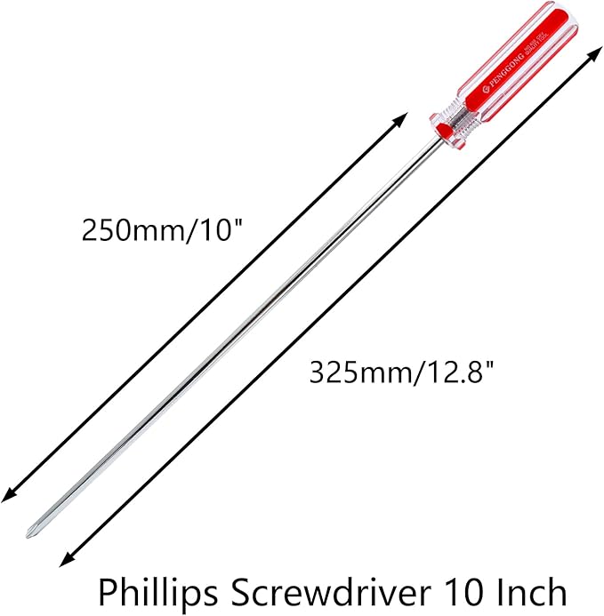 Phillips 10 Inch Long Screwdriver #2 Magnetic Tip Cross Head Screwdriver