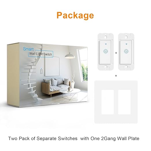 Milfra Smart Switch, Smart Light Touch Switch 2 Gang, Double Smart WiFi Light Switches, Smart Switch 2 Gang Compatible with Alexa and Google Home, Neutral Wire Needed, No hub Required (2Gang)