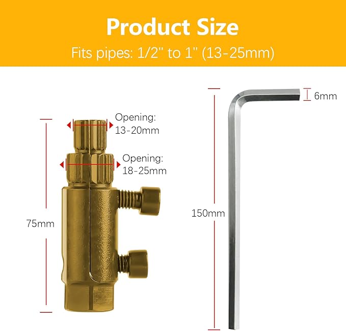 Broken Pipe Extractor Tool - Broken Faucet Removal Tool for 1/2", 3/4", 1" Pipes | Removes Rusted/Damaged Faucet Bolts & Pipe Threads (Gold)