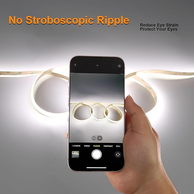 JOYLIT 24V COB CCT LED Strip Light Waterproof 16.4FT/5M 640LEDs/M 2700K-6000K, UL Listed PRO CRI 92+ LED Tape 10000lm Super Bright 90W Dimmable Warm White to Cool White Tunable Light Strip